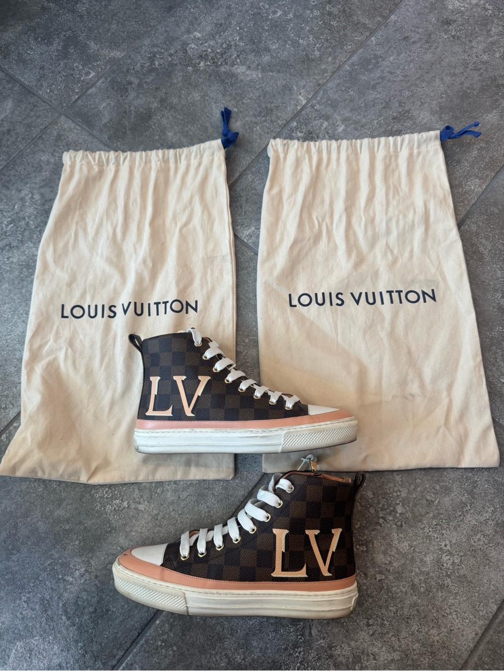 LOUIS VUITTON Brown Damier Canvas Stella I High-Top Trainers Size 38 EU